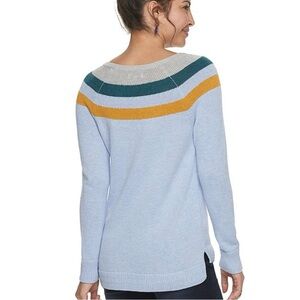 Sonoma Women’s Blue Gray Gold Green Colorblock Cotton Blend Sweater Size 2XL XXL